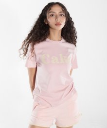 케이크 포인트 레귤러 핏 반팔 티셔츠 - 핑크
