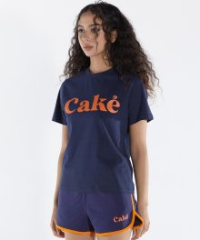 케이크 포인트 레귤러 핏 반팔 티셔츠 - 네이비
