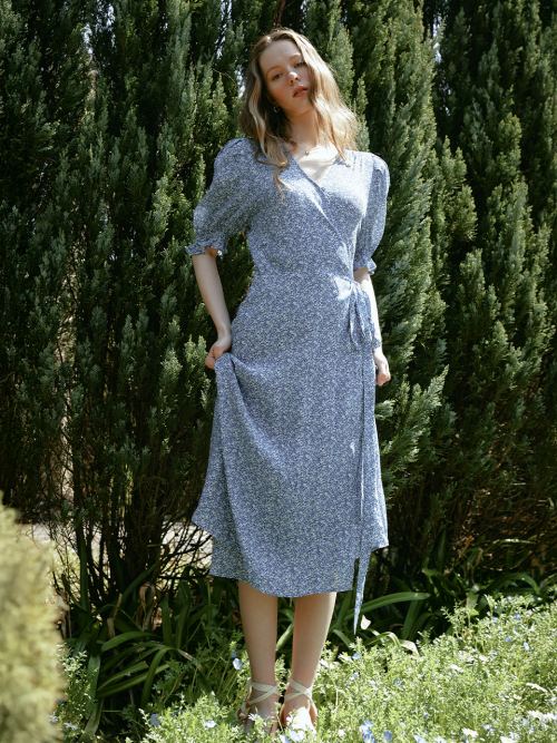 JANE flower lap dress_blue