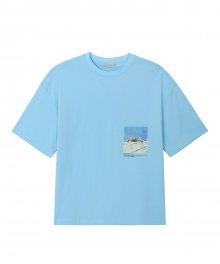 초원 오버 핏 티셔츠 라이트블루