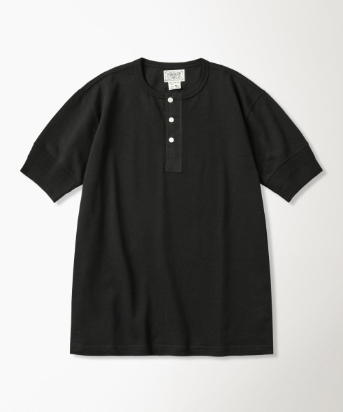 Vintage Short Sleeve Henley Tee Black