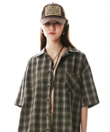 Grunge Ombre Check Shirt Charcoal