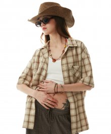 Grunge Ombre Check Shirt Beige