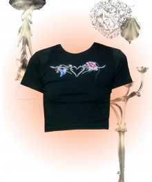 Heart Tribal Crop Top Black