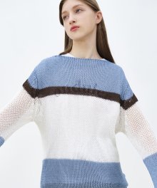 R COLOR BLOCK KNIT TOP_BLUE