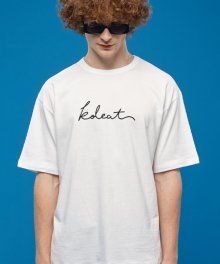 MEN 오버핏 레터링 로고 반팔티 티셔츠 [화이트] 그래픽 무늬 무지 반팔 셔츠 ver.