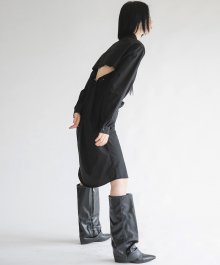 Backless Long Shirt Dress - Black (FL-176)