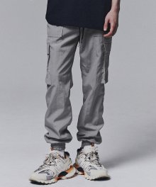 Nylon Cargo Jogger Pants - Light Grey