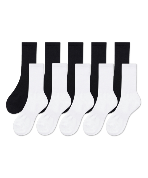 무신사 스탠다드(musinsastandard) 라이트웨이트 크루 삭스 10팩 [화이트/블랙]