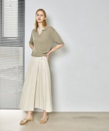 BEIGE RICO COLOR STITCH TUCK SKIRT (베이지 리코 컬러 스티치 턱 스커트)