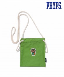 P.E.DEPT® EMBROIDERY BROWN POUCH GREEN