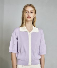 PURPLE TAY COLOR BLOCK CARDIGAN (퍼플 테이 컬러 블록 가디건)