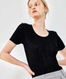 BLACK RAMY SUMMER KNIT TOP (블랙 라미 서머 니트 탑)