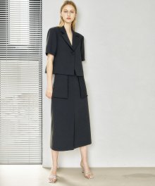 CHARCOAL MARC LINEN BLEND SKIRT (차콜 마크 린넨 블렌드 스커트)