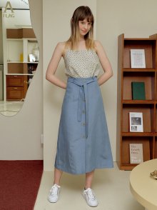 3.25 BUTTON LINEN SKIRT_BLUE