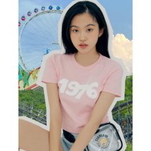 [자연농원 COLLABO] 라이트 핑크 파미 그래픽 포인트 크롭 티셔츠 (161642LXBY)