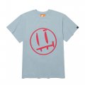 FACE LOGO PUFF PRINT T-SHIRT BLUE GREY/RED