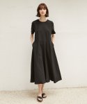 논로컬(NONLOCAL) Linen Flared Dress - Black