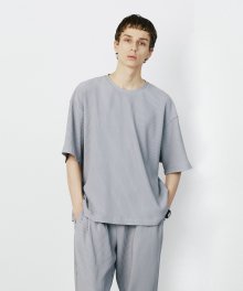 LIGHT GRAY SEMI OVER FIT PLEATS T-SHIRTS TNTS1E716G1