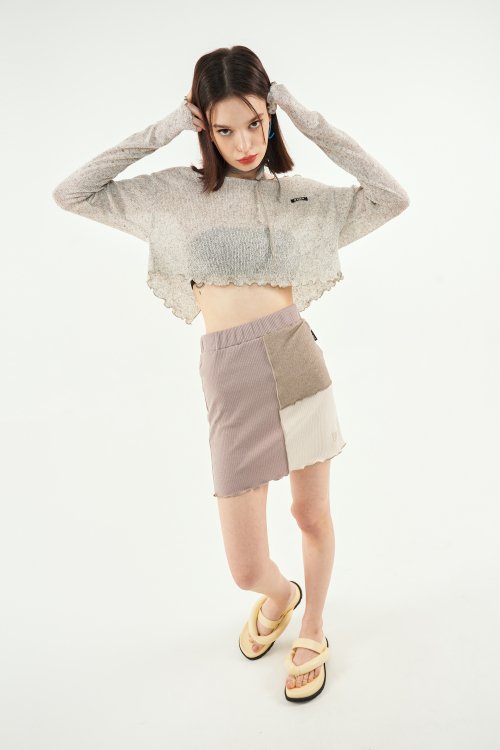 BFEEP - Wave Patchwork Skirt_Beige
