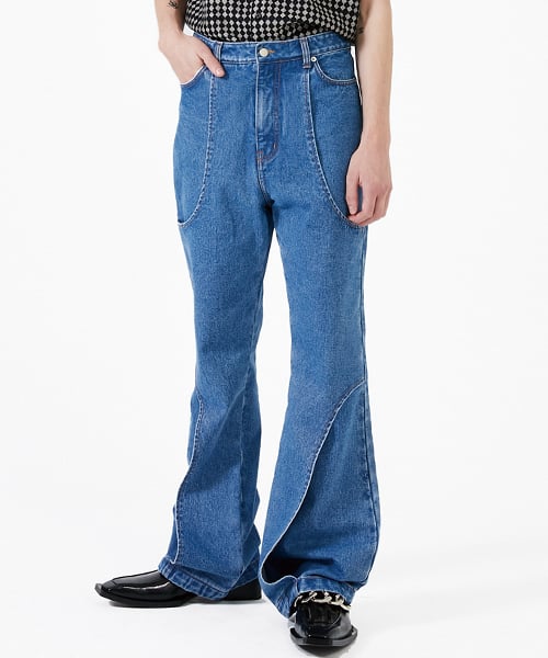 MUSINSA | ESC STUDIO MAN Line boots cut denim pants (blue)