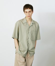 LIGHT KHAKI SEMI OVER FIT CRINKLE OPEN COLLAR SHIRT TNSH1E715L2