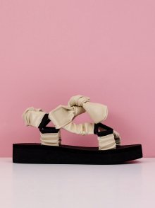 Ribbon Ankle Sandal (Ivory Leather)