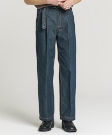 Structure Belted Jeans - Blue Green