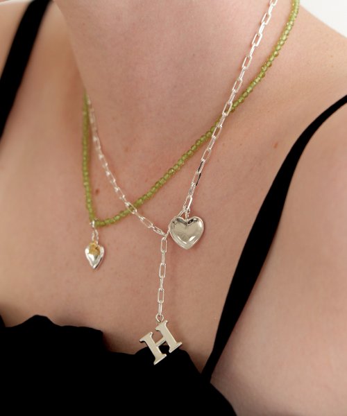 딥브로우(DEEPBROW) initial with 2way heart necklace (Silver 925 