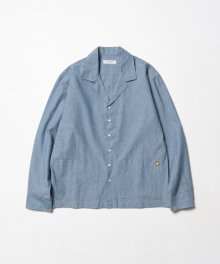 Chambray Open Collar Shirt Jacket (Smile Ver) Indigo