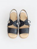 흰(HEENN) Textured Leather Sandals_Navy