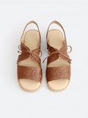 흰(HEENN) Textured Leather Sandals_Brown