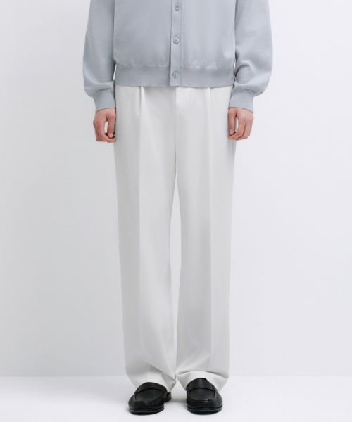WIDE HIDDEN BANDING SLACKS WHITE
