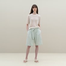linen belt bermuda shorts (mint)