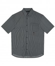 metal logo stripe shirt black&white