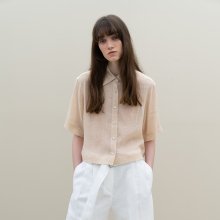 linen crop short-sleeve shirts (beige)