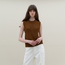 wave knit vest (brown)