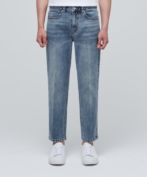 TAPERED CROP DENIM PANTS LIGHT INDIGO