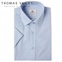 토마스 베일리(THOMAS VAILEY) 남성드레스셔츠-멜란지 슬림핏 반팔셔츠 블루 F340