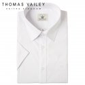 토마스 베일리(THOMAS VAILEY) 남성드레스셔츠-스판레이온 클래식핏 반팔셔츠 화이트 F347