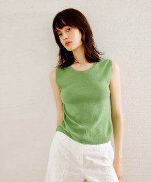 그린 브루클린 슬리브리스 니트 탑 / GREEN BROOKLYN SLEEVELESS KNIT TOP