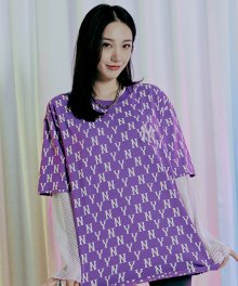모노그램 올오버 오버핏 반팔 티셔츠 NY (D.Lavender)