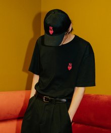 하트 오버핏 반팔 티셔츠 NY (Black)