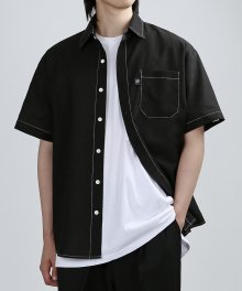 STICH POINT HALF SHIRTS (BLACK)