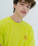 아이얼(IAER) 서클 레이어 로고 반팔 티셔츠-네온 옐로우