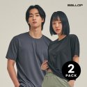 밸롭(BALLOP) 남여공용 에어프레쉬 2PACK 반팔 티셔츠 블랙/다크그레이