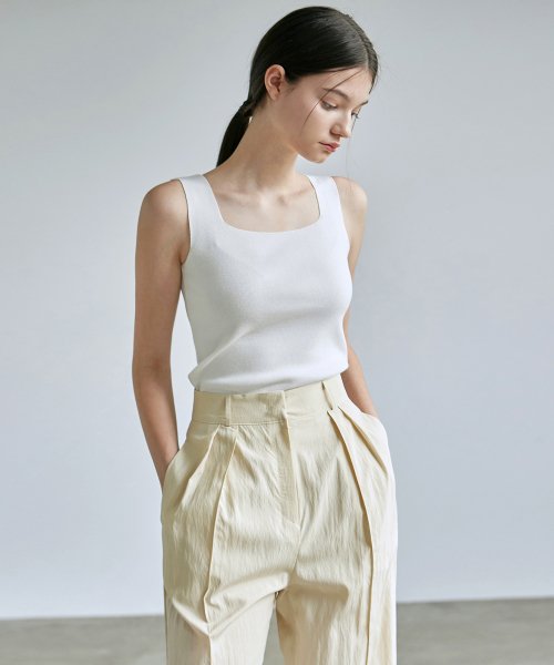 ESSENTIAL SQUARE NECK KNIT SLEEVELESS_6 COLOR