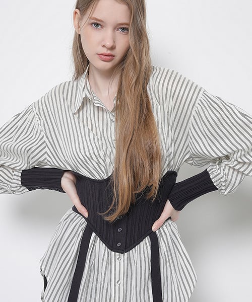 에스제이와이피(SJYP) KNIT BUSTIER DETAIL SHIRT (PW2B7WSH010WBK) - 사이즈 & 후기 | 무신사
