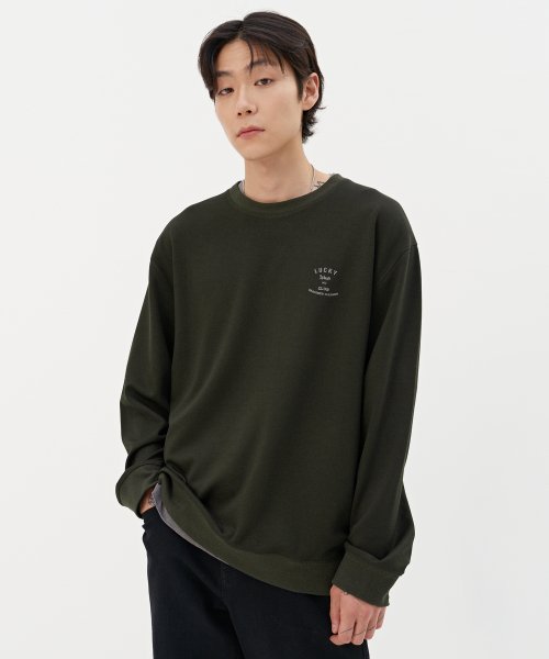 플랙() 럭키 워시 럭키 스몰 프린트 스웨트셔츠 카키 상품 이미지