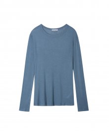 여성 라운드 넥 긴팔 티셔츠 블루 LF1FKN4152